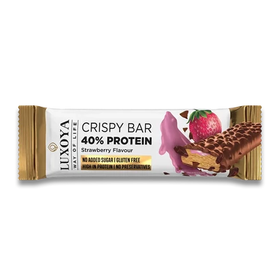 CRISPY BAR 40% PROTEIN ROPPANÓS FEHÉRJE SZELET 45 g - Eper ízű