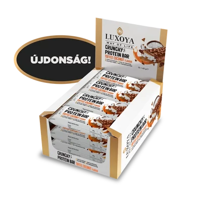 CRUNCHY PROTEIN BAR - ROPPANÓS FEHÉRJE SZELET 12x45g - Karamella Kókusz ízű