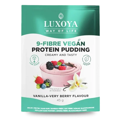 9-FIBRE VEGAN PROTEIN PUDDING - VEGÁN FEHÉRJÉT TARTALMAZÓ ROSTPUDING 9 FÉLE NÖVÉNYI ROSTTAL 45 g - Vanília-erdei gyümölcs ízű