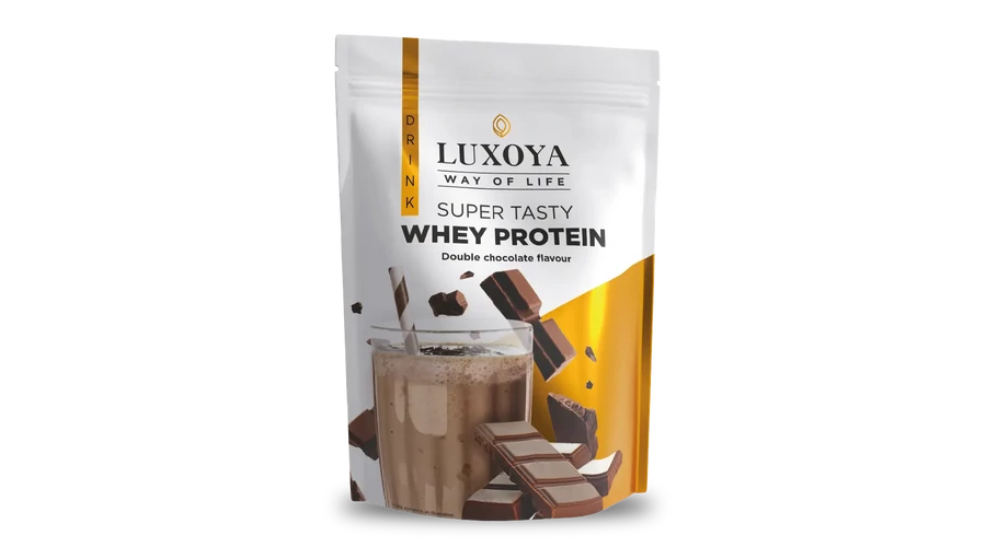 LUXOYA - SUPER TASTY WHEY PROTEIN - PRÉMIUM FEHÉRJE ITALPOR 450 g DOY - Dupla csokoládé ízű