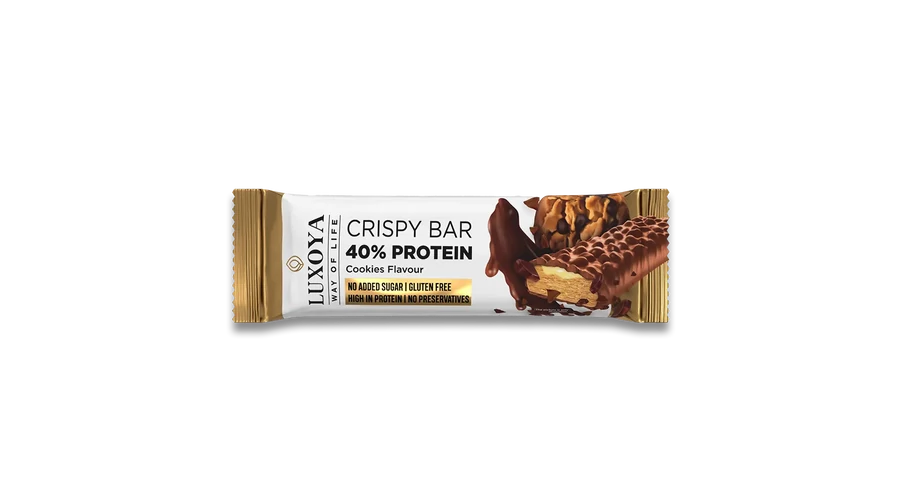 LUXOYA - CRISPY BAR 40% PROTEIN ROPPANÓS FEHÉRJE SZELET 45 g - Sütemény