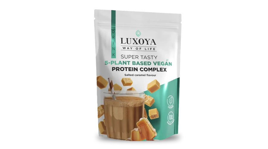 LUXOYA - SUPER TASTY 5-PLANT BASED VEGAN PROTEIN COMPLEX 450 g - Sós karamella ízű