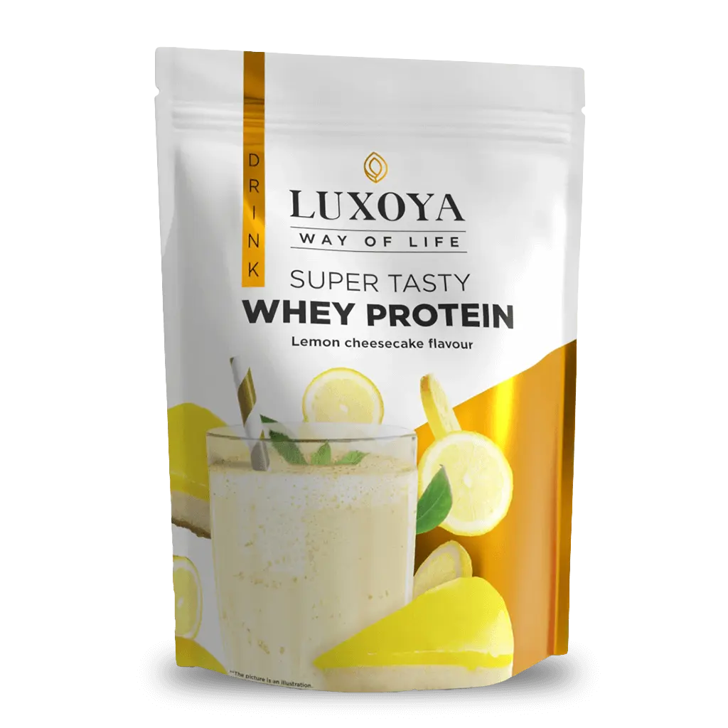 SUPER TASTY WHEY PROTEIN - PRÉMIUM FEHÉRJE ITALPOR 450 g DOY - Citromos sajttorta ízű - VALÓDI CITROMHÉJ DARABOKKAL!