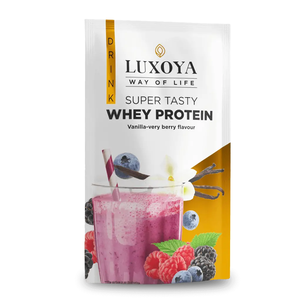 SUPER TASTY WHEY PROTEIN - PRÉMIUM FEHÉRJE ITALPOR 30 g - Vanília-erdei gyümölcs ízű