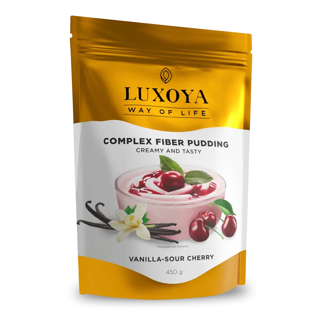 COMPLEX FIBER PUDDING - ROSTPUDING FEHÉRJÉVEL 450 g - Vanília-meggy ízű