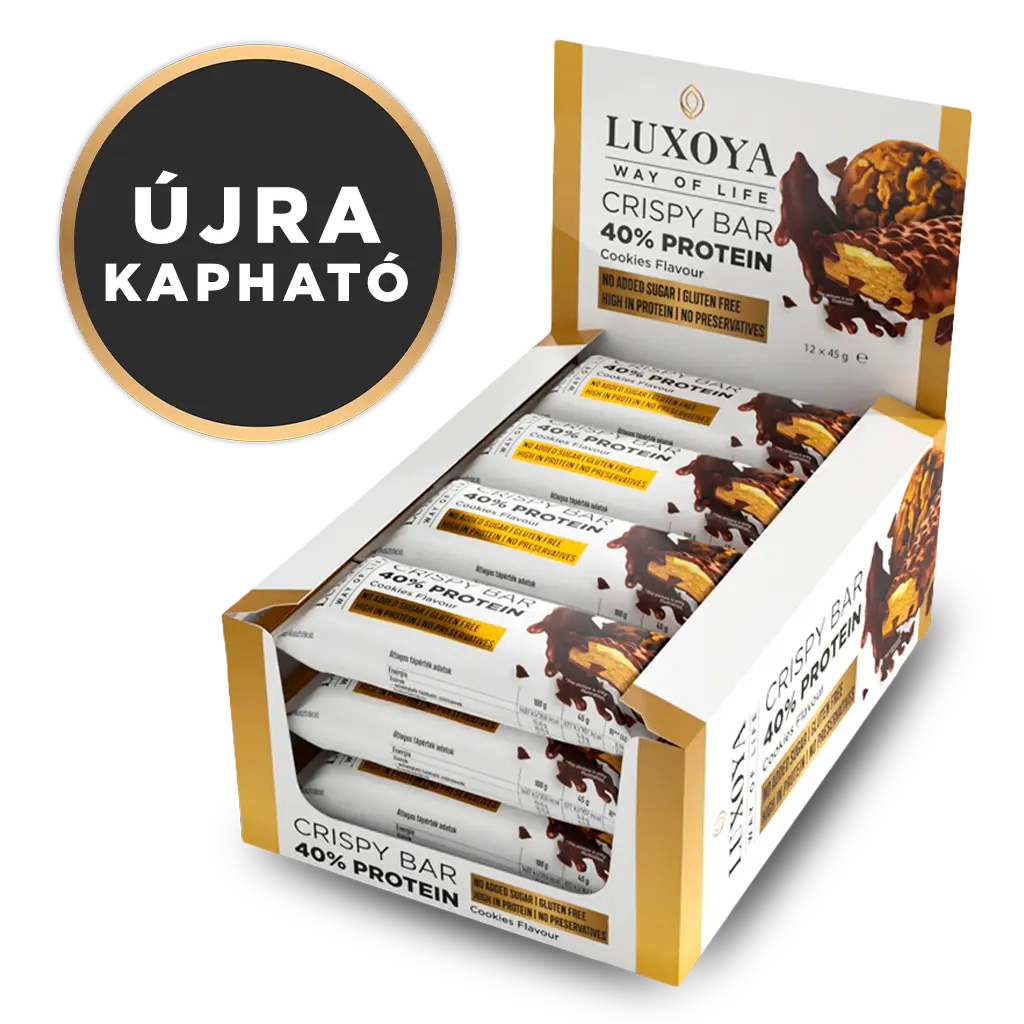 CRISPY BAR 40% PROTEIN ROPPANÓS FEHÉRJE SZELETEK 12x45 g - Sütemény ízű