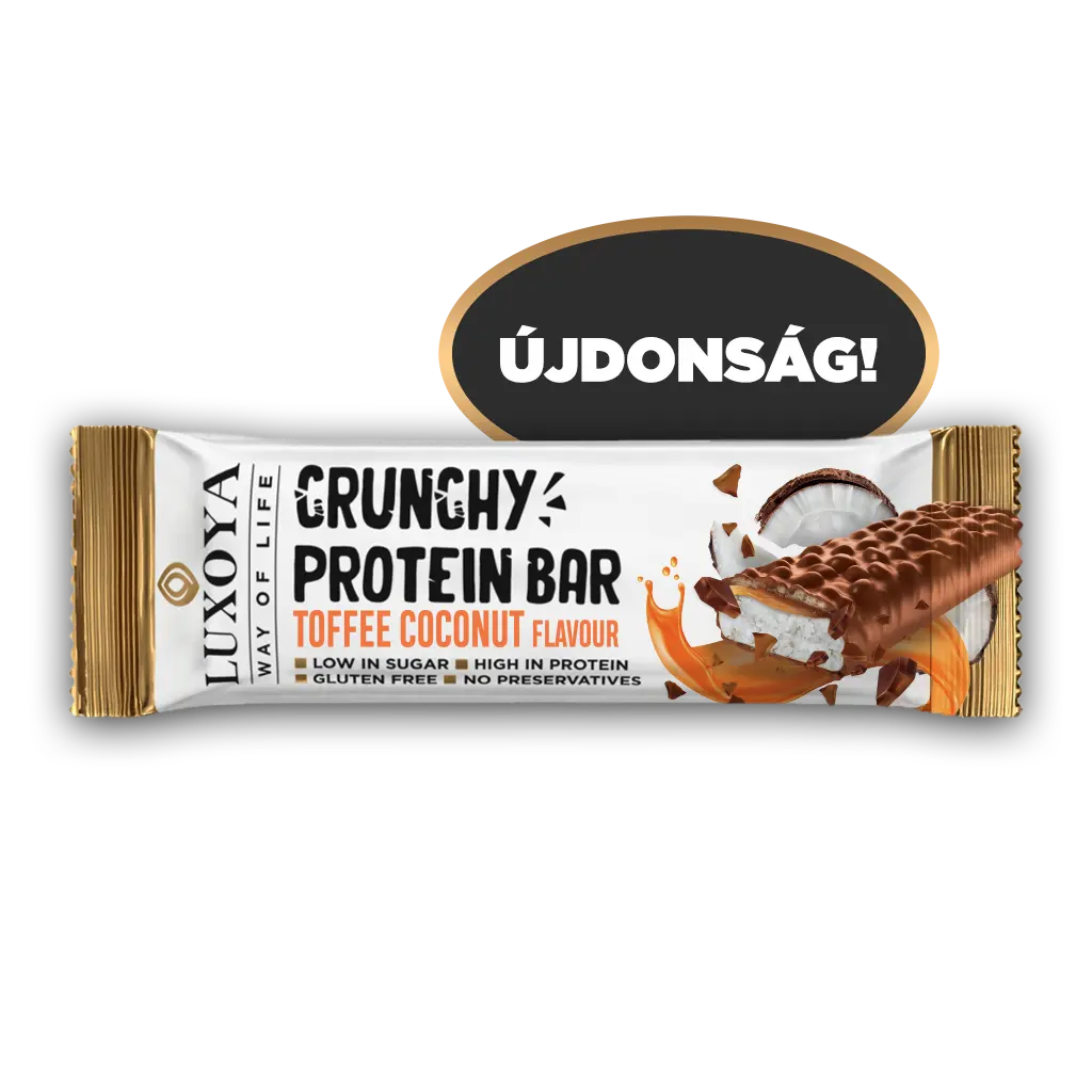 CRUNCHY PROTEIN BAR - ROPPANÓS FEHÉRJE SZELET 45g - Karamella Kókusz ízű