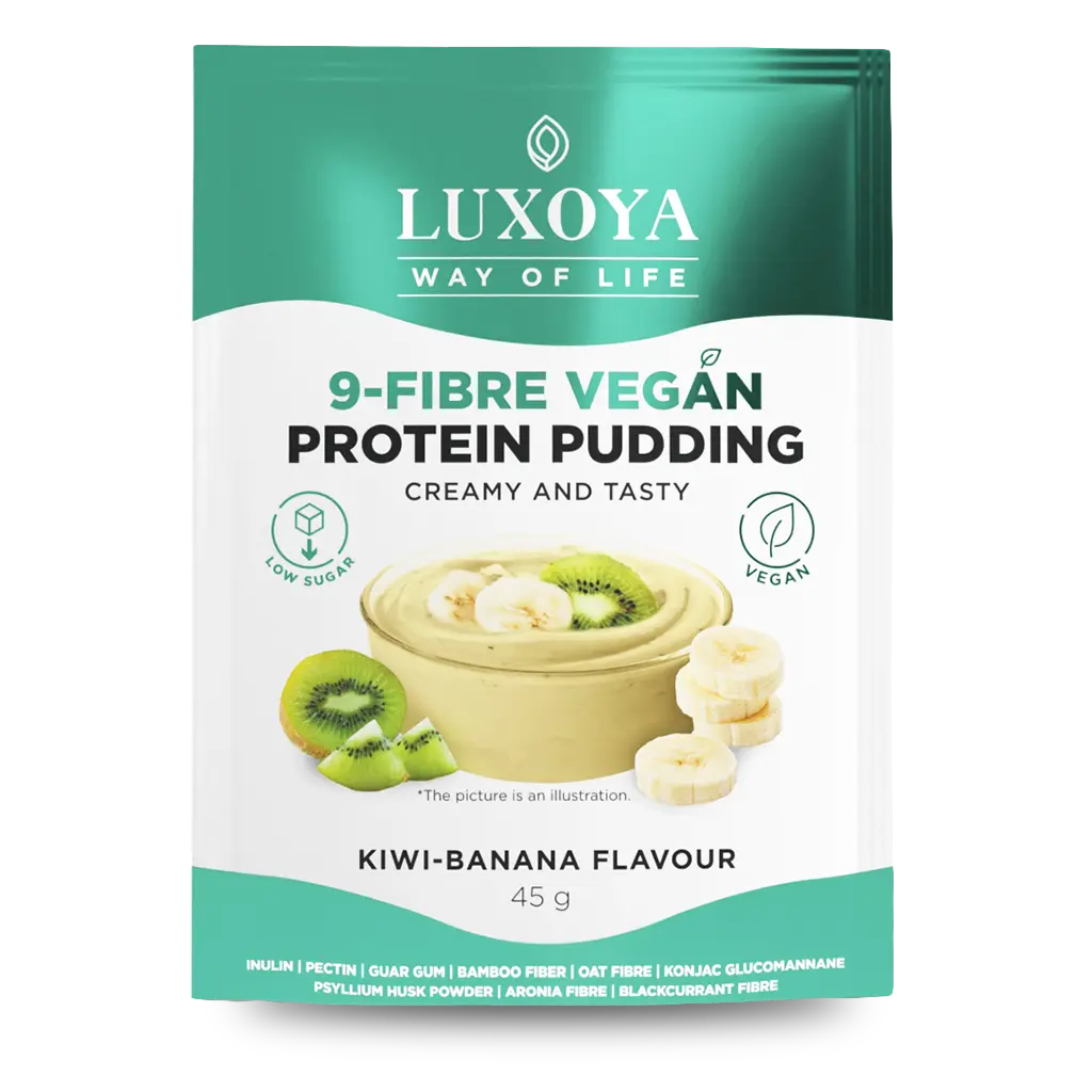 9-FIBRE VEGAN PROTEIN PUDDING - VEGÁN FEHÉRJÉT TARTALMAZÓ ROSTPUDING 9 FÉLE NÖVÉNYI ROSTTAL 45 g - Kivi-banán ízű